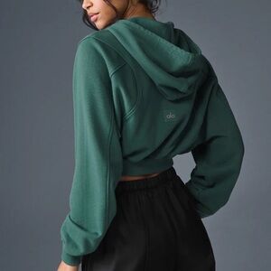 ALO Yoga Sweet Escape Dark Green Cropped Hoodie